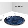 imagevicrays 18Piece Kitchen Dinnerware Set Ceramic Fluted Dinner Plates Salad Plates Bowls Set Microwave Oven and Dishwasher Safe Scratch Resistant Suitable for Home Party Restaurant Blue