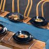 imagevicrays 18Piece Kitchen Dinnerware Set Ceramic Fluted Dinner Plates Salad Plates Bowls Set Microwave Oven and Dishwasher Safe Scratch Resistant Suitable for Home Party Restaurant Blue