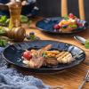 imagevicrays 18Piece Kitchen Dinnerware Set Ceramic Fluted Dinner Plates Salad Plates Bowls Set Microwave Oven and Dishwasher Safe Scratch Resistant Suitable for Home Party Restaurant Blue