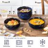 imagevicrays Ceramic Cereal Bowls Set  Porcelain 26 Ounce Soup Salad Bowls Set  Rice Dessert Cream Bowls Set  Chip Resistant Dishwasher Microwave Safe  Set of 6 BlackStarry Blue