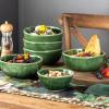imagevicrays Ceramic Cereal Bowls Set  Porcelain 26 Ounce Soup Salad Bowls Set  Rice Dessert Cream Bowls Set  Chip Resistant Dishwasher Microwave Safe  Set of 6 BlackGreen