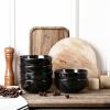 imagevicrays Ceramic Cereal Bowls Set  Porcelain 26 Ounce Soup Salad Bowls Set  Rice Dessert Cream Bowls Set  Chip Resistant Dishwasher Microwave Safe  Set of 6 BlackBright Black
