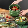 imagevicrays Ceramic Cereal Bowls Set  Porcelain 26 Ounce Soup Salad Bowls Set  Rice Dessert Cream Bowls Set  Chip Resistant Dishwasher Microwave Safe  Set of 6 BlackGreen