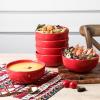 imagevicrays Ceramic Cereal Bowls Set  Porcelain 26 Ounce Soup Salad Bowls Set  Rice Dessert Cream Bowls Set  Chip Resistant Dishwasher Microwave Safe  Set of 6 BlackScarlet Red