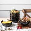 imagevicrays Ceramic Cereal Bowls Set  Porcelain 26 Ounce Soup Salad Bowls Set  Rice Dessert Cream Bowls Set  Chip Resistant Dishwasher Microwave Safe  Set of 6 BlackBright Black