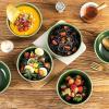imagevicrays Ceramic Cereal Bowls Set  Porcelain 26 Ounce Soup Salad Bowls Set  Rice Dessert Cream Bowls Set  Chip Resistant Dishwasher Microwave Safe  Set of 6 BlackGreen
