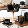 imagevicrays Ceramic Coffee Mug Set  18 Ounce Large Stoneware Mug for Men Women  Unique Glazed Porcelain Mugs with Handle for Coffee Latte Tea Milk Cocoa  Set of 4 Black