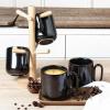 imagevicrays Ceramic Coffee Mug Set  18 Ounce Large Stoneware Mug for Men Women  Unique Glazed Porcelain Mugs with Handle for Coffee Latte Tea Milk Cocoa  Set of 4 Black