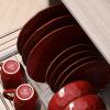 imagevicrays Ceramic Dinner Plates Set 105 Inch Set of 6 Round Microwave Oven Dishwasher Safe Porcelain Fluted Suitable for Steak Pasta Pizza Home Party Restaurant BeigeCherry Red