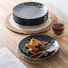 imagevicrays Ceramic Dinner Plates Set 105 Inch Set of 6 Round Microwave Oven Dishwasher Safe Porcelain Fluted Suitable for Steak Pasta Pizza Home Party Restaurant BeigeBright Black