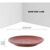 imagevicrays Ceramic Dinner Plates Set 105 Inch Set of 6 Round Microwave Oven Dishwasher Safe Porcelain Fluted Suitable for Steak Pasta Pizza Home Party Restaurant BeigeCherry Red