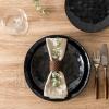 imagevicrays Ceramic Dinner Plates Set 105 Inch Set of 6 Round Microwave Oven Dishwasher Safe Porcelain Fluted Suitable for Steak Pasta Pizza Home Party Restaurant BeigeBright Black