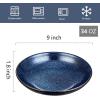 imagevicrays Ceramic Pasta Bowls Set 34 Ounce Large Ripple Salad Bowls Wide and Shallow Chip Resistant Dishwasher Microwave Safe stoneware Bowls for Kitchen Serving Bowls Set of 4 BlueStarry Blue