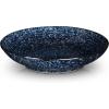 imagevicrays Ceramic Pasta Bowls Set 34 Ounce Large Ripple Salad Bowls Wide and Shallow Chip Resistant Dishwasher Microwave Safe stoneware Bowls for Kitchen Serving Bowls Set of 4 BlueStarry Blue