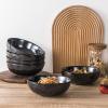 imagevicrays Ceramic Salad Bowls Set for Kitchen Serving  32 Ounce Soup Bowls Pasta Bowls Chip Resistant Dishwasher Microwave Safe Large Fluted stoneware Set of 6 yellowBright Black