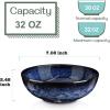 imagevicrays Ceramic Salad Bowls Set for Kitchen Serving  32 Ounce Soup Bowls Pasta Bowls Chip Resistant Dishwasher Microwave Safe Large Fluted stoneware Set of 6 yellowBlue