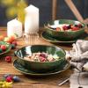 imagevicrays Ceramic Salad Bowls Set for Kitchen Serving  32 Ounce Soup Bowls Pasta Bowls Chip Resistant Dishwasher Microwave Safe Large Fluted stoneware Set of 6 yellowGreen