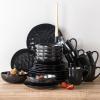 imagevicrays Ceramic Salad Bowls Set for Kitchen Serving  32 Ounce Soup Bowls Pasta Bowls Chip Resistant Dishwasher Microwave Safe Large Fluted stoneware Set of 6 yellowBright Black
