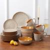 imagevicrays Ceramic Salad Bowls Set for Kitchen Serving  32 Ounce Soup Bowls Pasta Bowls Chip Resistant Dishwasher Microwave Safe Large Fluted stoneware Set of 6 yellowBeige