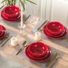 imagevicrays Ceramic Salad Bowls Set for Kitchen Serving  32 Ounce Soup Bowls Pasta Bowls Chip Resistant Dishwasher Microwave Safe Large Fluted stoneware Set of 6 yellowScarlet Red