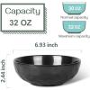 imagevicrays Ceramic Salad Bowls Set for Kitchen Serving  32 Ounce Soup Bowls Pasta Bowls Chip Resistant Dishwasher Microwave Safe Large Fluted stoneware Set of 6 yellowBright Black
