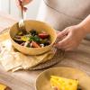 imagevicrays Ceramic Salad Bowls Set for Kitchen Serving  32 Ounce Soup Bowls Pasta Bowls Chip Resistant Dishwasher Microwave Safe Large Fluted stoneware Set of 6 yellowYellow