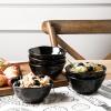 imagevicrays Ceramic Small Dessert Bowls Set  10 oz Set of 6 Microwave Oven and Dishwasher Safe for Rice Ice Cream Soup Snacks Cereal Chili Side Dishes etc Kitchen Bowls SetGreenBright Black