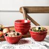 imagevicrays Ceramic Small Dessert Bowls Set  10 oz Set of 6 Microwave Oven and Dishwasher Safe for Rice Ice Cream Soup Snacks Cereal Chili Side Dishes etc Kitchen Bowls SetGreenScarlet Red