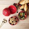 imagevicrays Ceramic Small Dessert Bowls Set  10 oz Set of 6 Microwave Oven and Dishwasher Safe for Rice Ice Cream Soup Snacks Cereal Chili Side Dishes etc Kitchen Bowls SetGreenScarlet Red