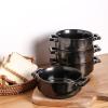 imagevicrays Ceramic Soup Bowls with Handles 24 Oz Porcelain Soup Crocks for French Onion Soup Cereal Beef Stew Chill Pasta Pot Pies Microwave and Oven Safe Set of 4 BlueBright Black