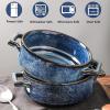 imagevicrays Ceramic Soup Bowls with Handles 24 Oz Porcelain Soup Crocks for French Onion Soup Cereal Beef Stew Chill Pasta Pot Pies Microwave and Oven Safe Set of 4 BlueBlue