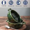 imagevicrays Ceramic Soup Bowls with Handles 24 Oz Porcelain Soup Crocks for French Onion Soup Cereal Beef Stew Chill Pasta Pot Pies Microwave and Oven Safe Set of 4 BlueGreen