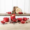 imagevicrays Ceramic Soup Bowls with Handles 24 Oz Porcelain Soup Crocks for French Onion Soup Cereal Beef Stew Chill Pasta Pot Pies Microwave and Oven Safe Set of 4 BlueScarlet Red