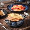 imagevicrays Ceramic Soup Bowls with Handles 24 Oz Porcelain Soup Crocks for French Onion Soup Cereal Beef Stew Chill Pasta Pot Pies Microwave and Oven Safe Set of 4 BlueBlue