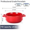 imagevicrays Ceramic Soup Bowls with Handles 24 Oz Porcelain Soup Crocks for French Onion Soup Cereal Beef Stew Chill Pasta Pot Pies Microwave and Oven Safe Set of 4 BlueScarlet Red
