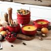 imagevicrays Ceramic Soup Bowls with Handles 24 Oz Porcelain Soup Crocks for French Onion Soup Cereal Beef Stew Chill Pasta Pot Pies Microwave and Oven Safe Set of 4 BlueScarlet Red