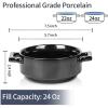 imagevicrays Ceramic Soup Bowls with Handles 24 Oz Porcelain Soup Crocks for French Onion Soup Cereal Beef Stew Chill Pasta Pot Pies Microwave and Oven Safe Set of 4 BlueBright Black