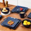 imagevicrays Ceramic Square Plates Set of 6  Porcelain 8 inch Dinner Plates for Salad Dessert Appetizer Bread  Microwave Oven and Dishwasher Safe  BlueBlue