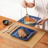 imagevicrays Ceramic Square Plates Set of 6  Porcelain 8 inch Dinner Plates for Salad Dessert Appetizer Bread  Microwave Oven and Dishwasher Safe  BlueBlue
