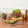 imagevicrays Ceramic Square Plates Set of 6  Porcelain 8 inch Dinner Plates for Salad Dessert Appetizer Bread  Microwave Oven and Dishwasher Safe  BlueGreen