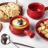 imagevicrays French Onion Soup Bowls With Handles 26 Ounce for Soup Chili Beef Stew Chip Resistant Dishwasher Microwave Safe Set of 4 BlueRed