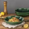 imagevicrays Salad Pasta Serving Bowls  Large Ceramic Wide Shallow Bowls Set 47 Ounces Big Dinner Plates Bowls Porcelain 10 Inch Low Flat Design Soup Bowl Microwave Dishwasher Safe GreenGreen