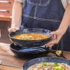 imagevicrays Salad Pasta Serving Bowls  Large Ceramic Wide Shallow Bowls Set 47 Ounces Big Dinner Plates Bowls Porcelain 10 Inch Low Flat Design Soup Bowl Microwave Dishwasher Safe GreenBlue