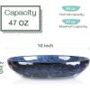 imagevicrays Salad Pasta Serving Bowls  Large Ceramic Wide Shallow Bowls Set 47 Ounces Big Dinner Plates Bowls Porcelain 10 Inch Low Flat Design Soup Bowl Microwave Dishwasher Safe GreenBlue