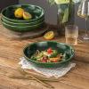 imagevicrays Salad Pasta Serving Bowls  Large Ceramic Wide Shallow Bowls Set 47 Ounces Big Dinner Plates Bowls Porcelain 10 Inch Low Flat Design Soup Bowl Microwave Dishwasher Safe GreenGreen
