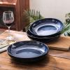imagevicrays Salad Pasta Serving Bowls  Large Ceramic Wide Shallow Bowls Set 47 Ounces Big Dinner Plates Bowls Porcelain 10 Inch Low Flat Design Soup Bowl Microwave Dishwasher Safe GreenBlue