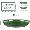 imagevicrays Salad Pasta Serving Bowls  Large Ceramic Wide Shallow Bowls Set 47 Ounces Big Dinner Plates Bowls Porcelain 10 Inch Low Flat Design Soup Bowl Microwave Dishwasher Safe GreenGreen