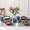 imagevicrays Wide Rim Soup Bowls  27oz Ceramic Pasta Plates Bowl Set of 4 for Gumbo Salad Spaghetti Dipping Bread Dishes Home Restaurant Use  Microwave Dishwasher Oven Safe  Blue