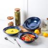 imagevicrays Wide Rim Soup Bowls  27oz Ceramic Pasta Plates Bowl Set of 4 for Gumbo Salad Spaghetti Dipping Bread Dishes Home Restaurant Use  Microwave Dishwasher Oven Safe  Blue