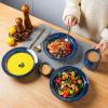 imagevicrays Wide Rim Soup Bowls  27oz Ceramic Pasta Plates Bowl Set of 4 for Gumbo Salad Spaghetti Dipping Bread Dishes Home Restaurant Use  Microwave Dishwasher Oven Safe  Blue